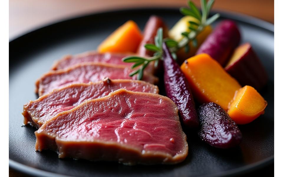 和牛の炭火焼 冬野菜添え